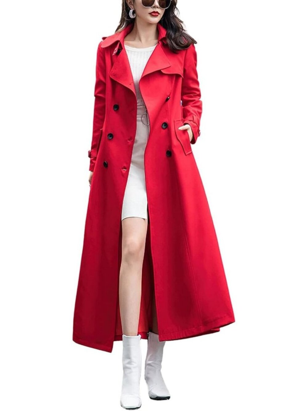 Chic Women's Double Breasted Maxi Trench Coat - Stylish Fall Office Overcoat